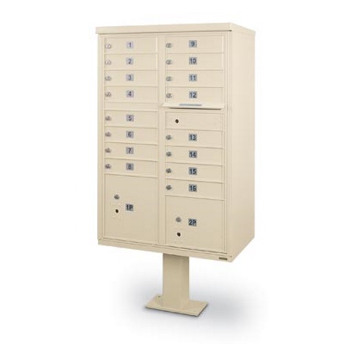 CAD Drawings American Postal Manufacturing Co. 16 Door F-Spec Cluster Box Unit with Pedestal